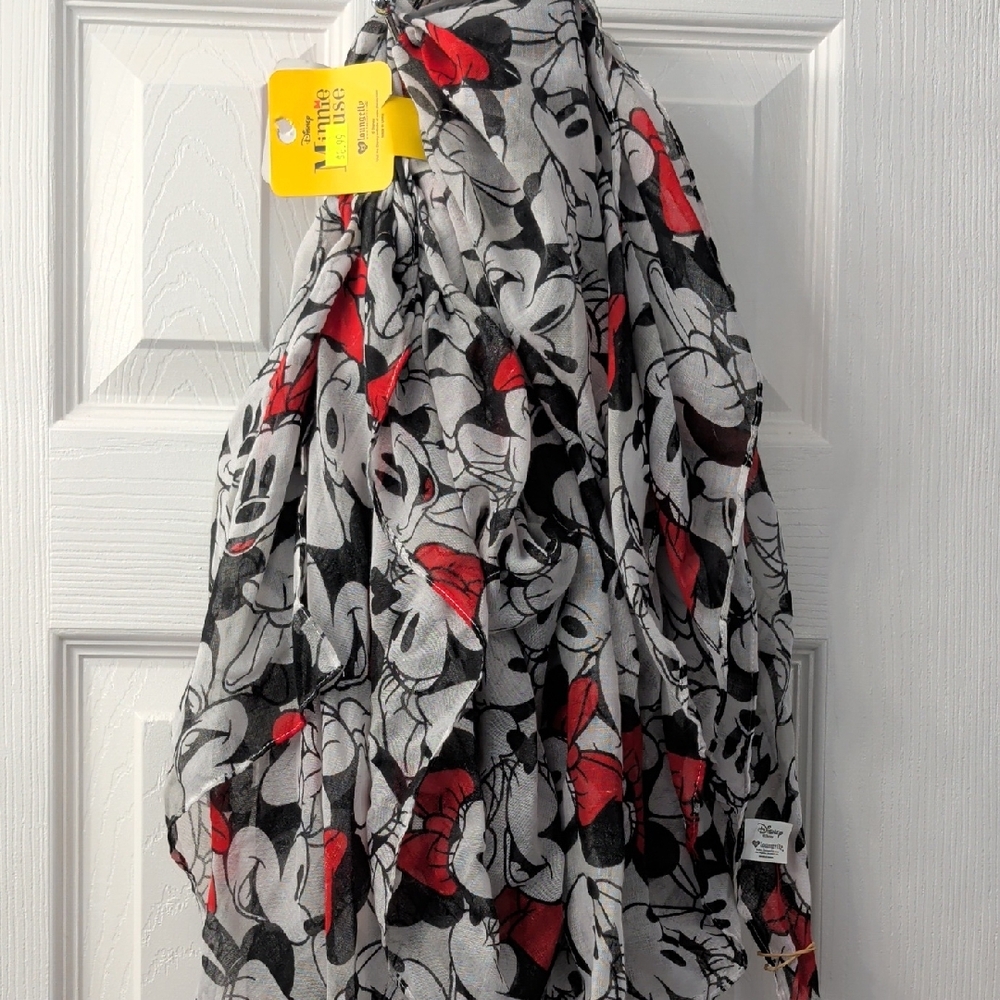 Disney Women's Red, Black, and Gray Scarf